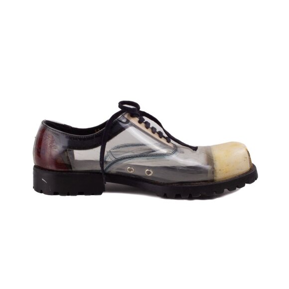 COMME DES GARCONS A/W 2002 ARCHIVAL PVC see-through square toe derby shoes